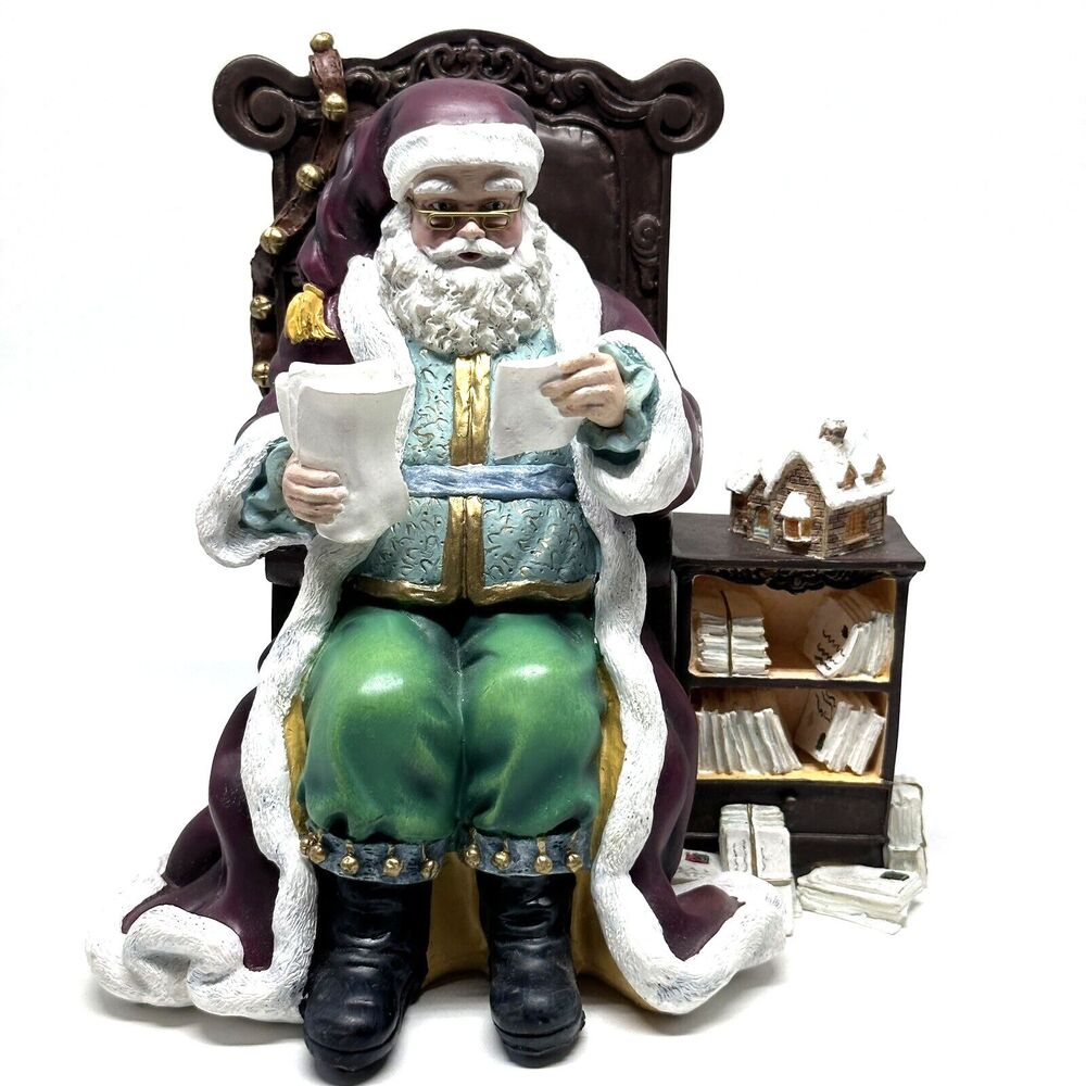 Hamilton Thomas Kinkade Santa Figurine St St. Nicholas Reads His Mail Christmas